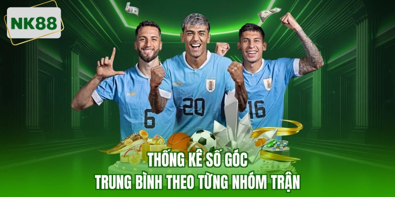 Thống kê số góc trung bình theo từng nhóm trận